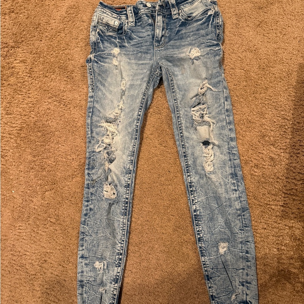 Rock Revival Light Blue Distressed Women's Jeans